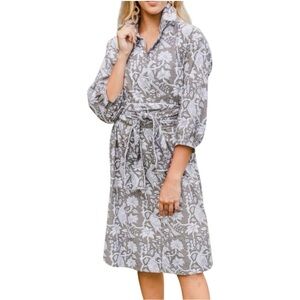 NEW HOLLY SHAE DESIGN haley midi shirtdress in gray Fits like M/L one size